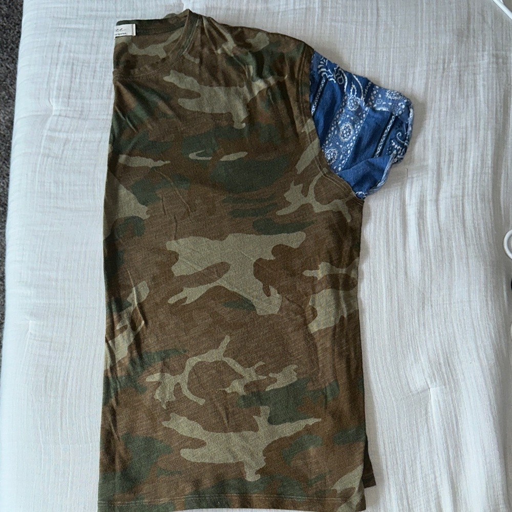 We The Free Camouflage Crewneck Tee in Green and Brown